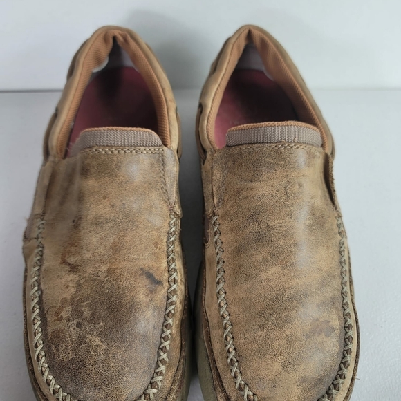 Twisted X Shoes Size 8M Driving Mocs Brown Leather Men's Slip on - Picture 2 of 9